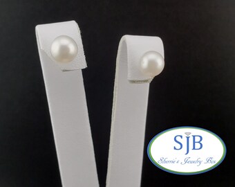 Pearl Earrings, Pearl Studs, 14k Yellow Gold 7.6mm White Pearl Stud Earrings, Classic Pearl Studs, Bridal Earrings, Wedding Jewelry, #E2015