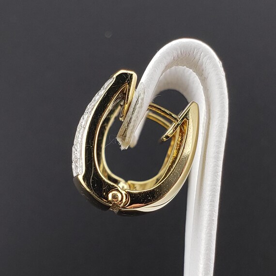 Diamond Earrings, Vintage Diamond Hoops, Vintage 18k Yellow Gold Princess Cut Diamond Hinged Hoop Earrings, Diamond Statement Hoops, #C4329 View 6