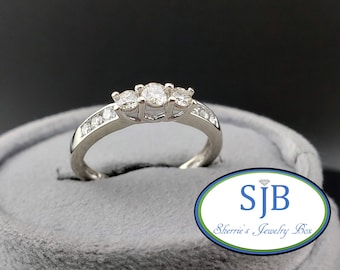 Vintage Diamond Ring, Vintage 10k White Gold Diamond Ring, Stackable Engagement & Anniversary Rings, April Birthstones, Size 7.25, #C5855