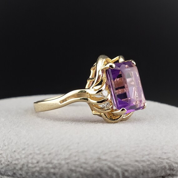 Amethyst Rings, Vintage Emerald Cut Amethyst Ring… - image 7