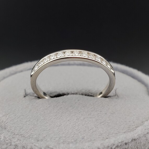 Diamond Bands, Vintage 14k White Gold Diamond Ban… - image 2