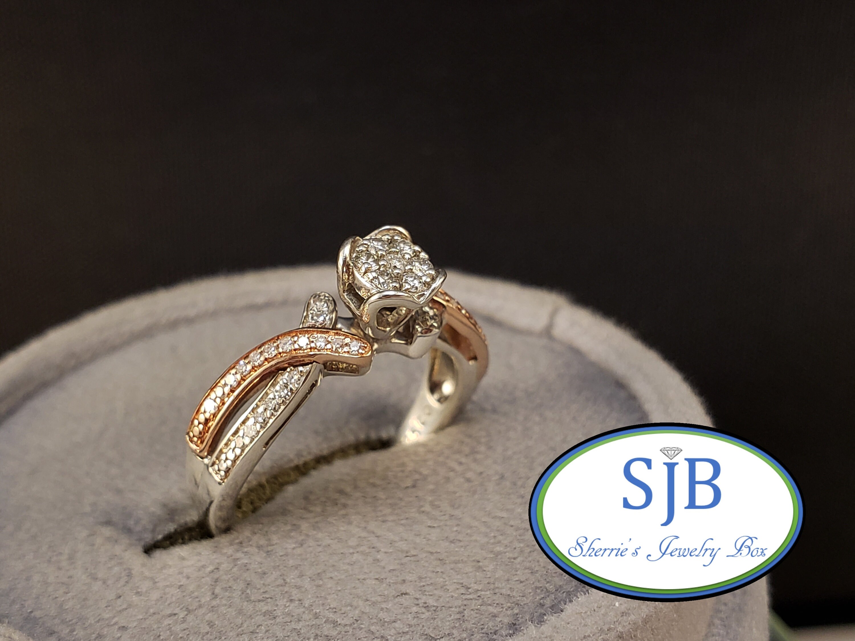 Engagement Rings, Vintage Diamond Ring, 10k Rose White Gold