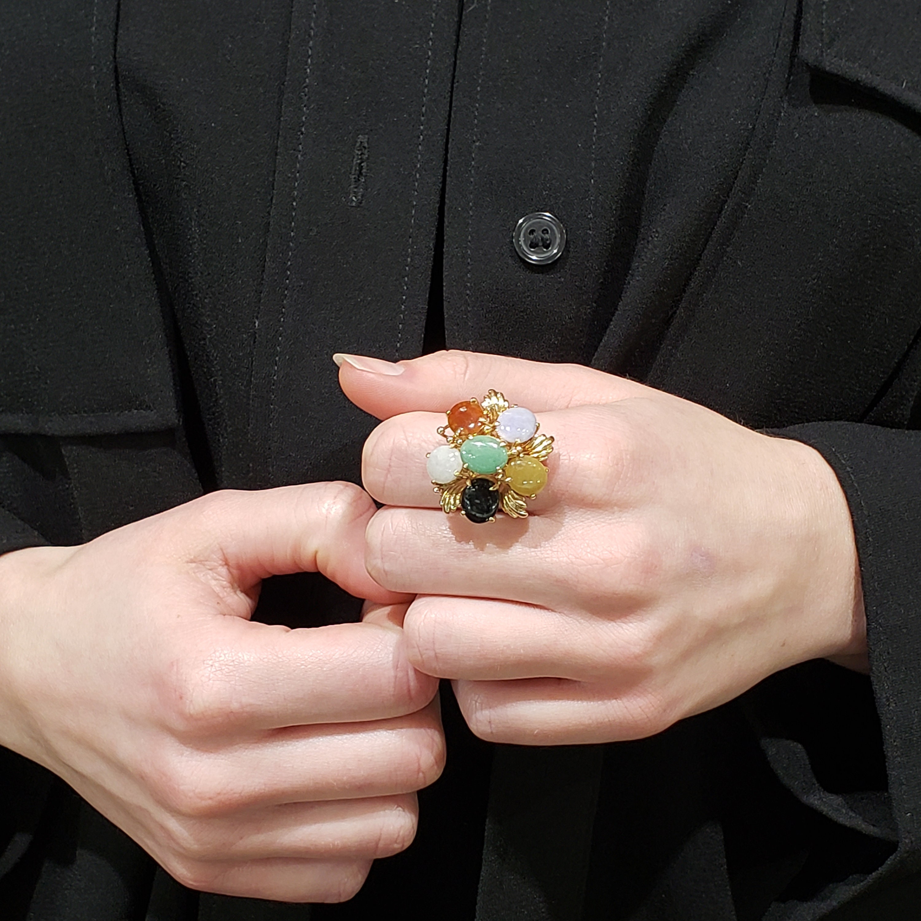 Jade Rings, Vintage Jade Ring, Vintage 14k Yellow Gold Multi Jade Rings, Vintage Jade Ring, Vintage 14k Yellow Gold Multi