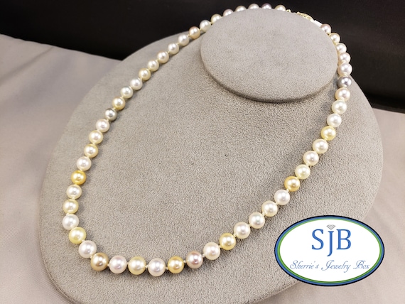 Pearl Strands, 18 South Sea Pearls, Multi Color White & Golden