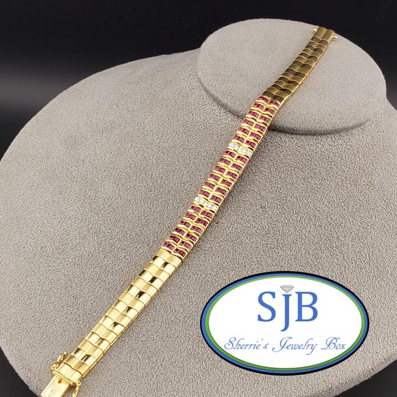 Ruby Bracelets, Vintage Ruby and Diamond Bracelet… - image 8
