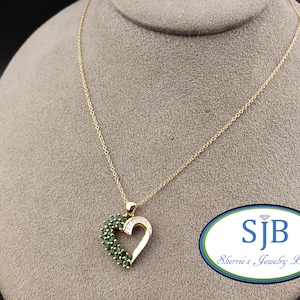 Vintage Emerald Halo Pendants, Vintage 14k Yellow Gold Emerald & Diamond Heart Halo Pendant, Unique Vintage Pendants, May Birthstone, #C4780