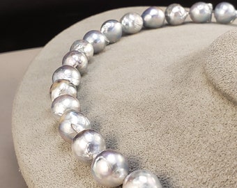 Pearl Strands, 18 Pearl Necklace, Silver Blue Baroque Pearl Strand, June  Birthstone, Large Blue Pearls, Pearl Wedding Jewelry, P1410 