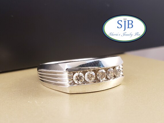 Diamond Rings Mens Diamond Band 14k White Gold Diamond Ring