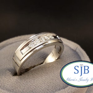 Diamond Rings, 10k Mens Diamond Band, 10k White Gold Diamond Ring, Channel Set Diamond Wedding Band, White Gold Mens Jewelry, Size 11 #C2651