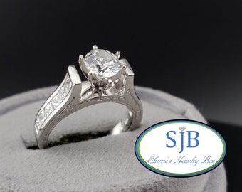 Engagement Rings, 14k Diamond Rings, 14k White Gold Princess Cut Diamond Semi Mount Engagement Ring, AnniversaryRings, Size 6.5, #WD259