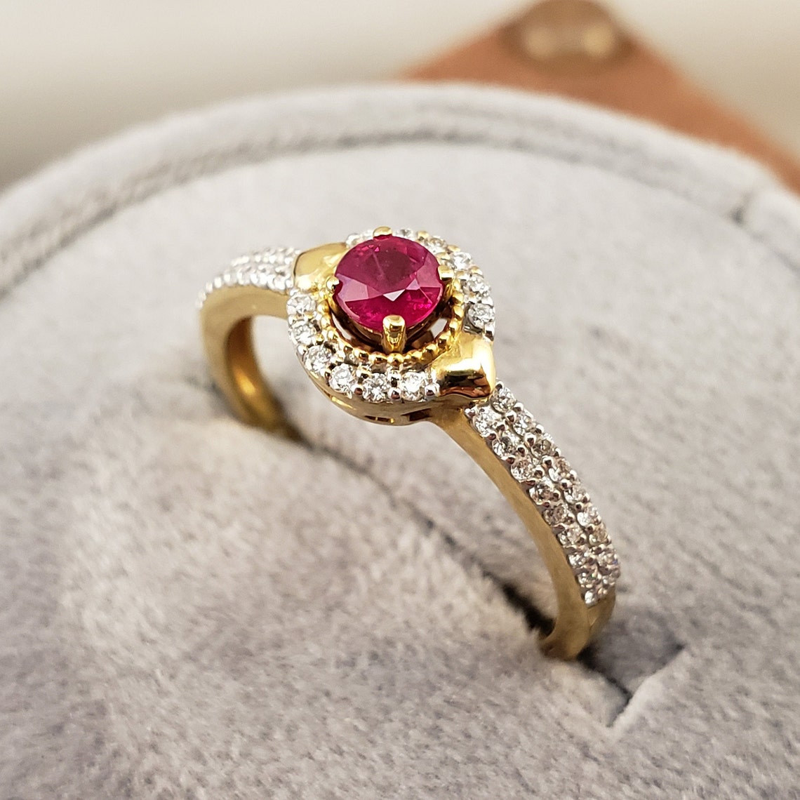 Ruby Rings 18k Ruby Rings 18k Yellow Gold Ruby & Diamond | Etsy