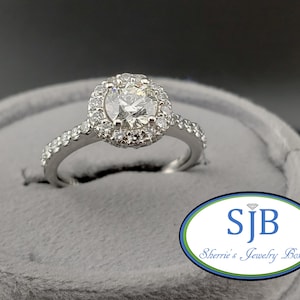 Diamond Engagement Rings, Platinum Diamond Halo Engagement Rings, Diamond Wedding Ring, Platinum Diamond Anniversary Ring, Size 5.75, #WD608