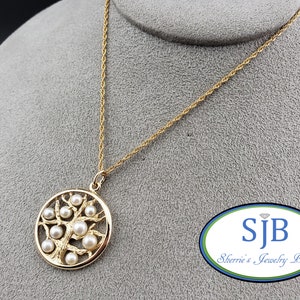 Pearl Pendants, Tree of Life Jewelry, 14k Yellow Gold Tree of Life Pearl Pendant, Large 14k Pearl Circle Pendant, June Birthstones, #C3234