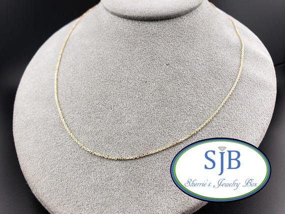 Vintage Gold Chains, Vintage 14k Yellow Gold 1.25mm Diamond Cut Cable Chain, 18" Layering Chains, Sturdy Pendant Chains, #C6276