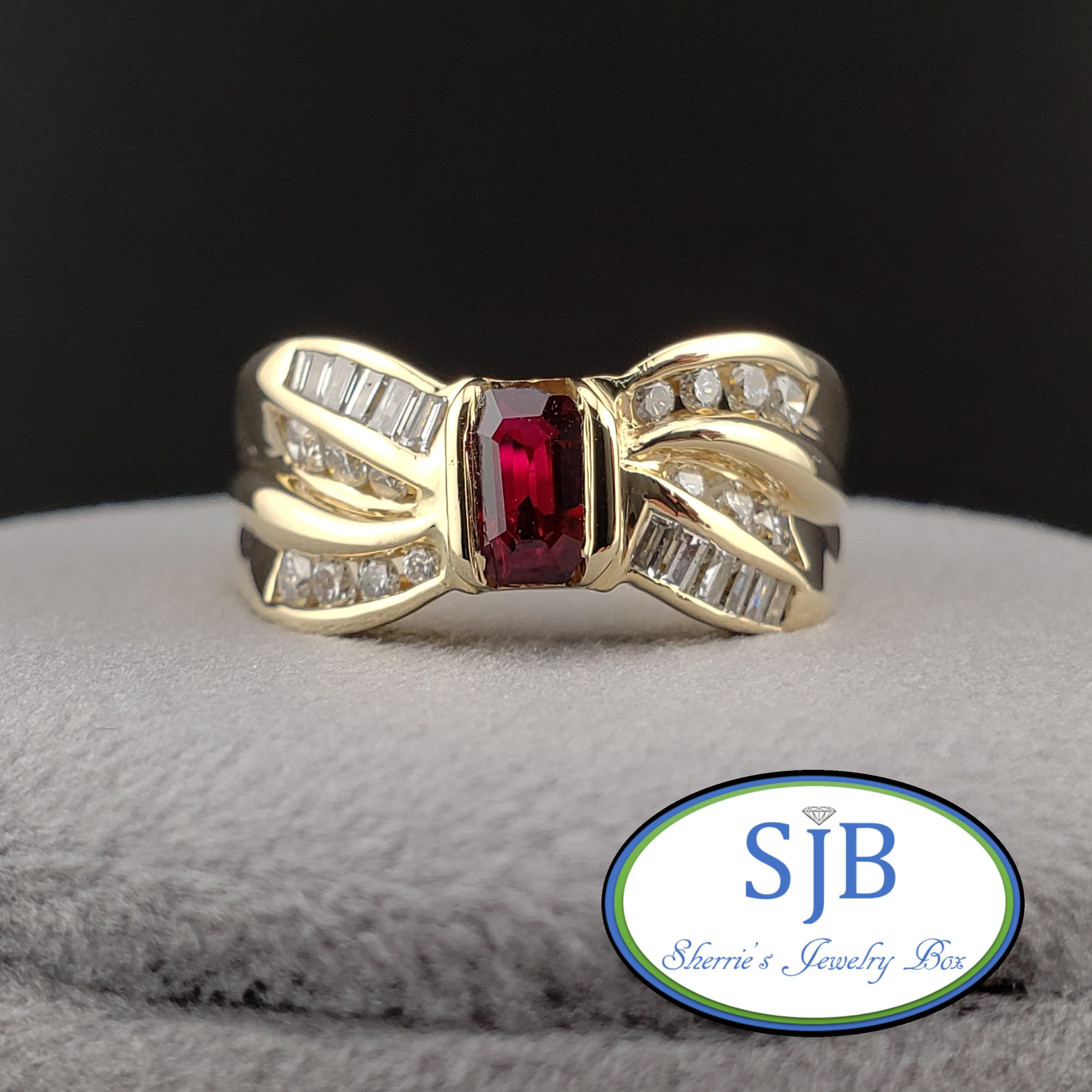 ヴィンテージ ルビーリング、ヴィンテージ 14K イエローゴールド