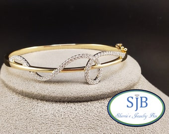 Diamond Bracelets, 14k Diamond Bracelets, 14k Yellow & White Gold Diamond Bracelet, Bangle Style Bracelets, April Birthstone Jewelry, #B251