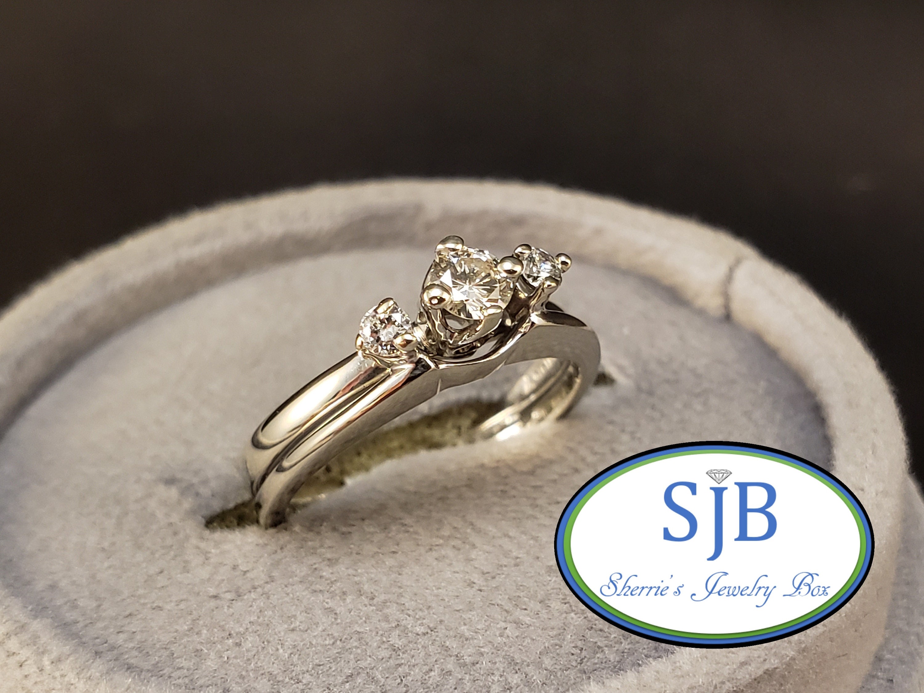 Engagement Rings, Vintage Diamond Engagement Sets, 14k White Gold