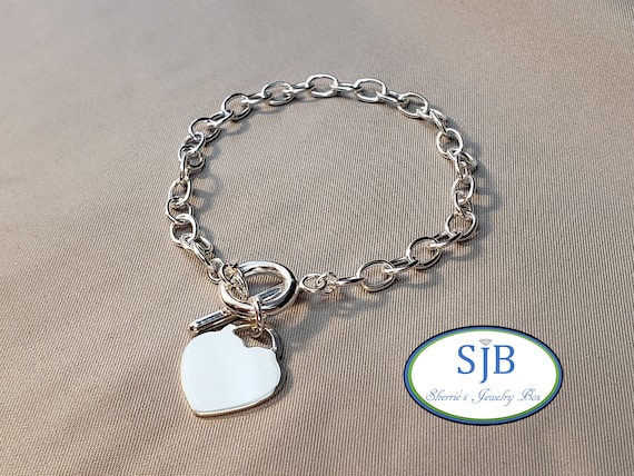 Engravable Heart Charm Bracelet with Diamonds