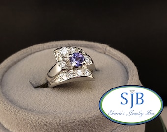 Platinum, Tanzanite and Diamond Statement Ring, Size 3.25 Item #C2960