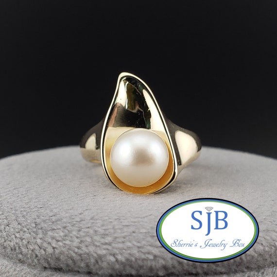 Vintage Pearl Rings, South Sea Pearl Rings, 14k Y… - image 6