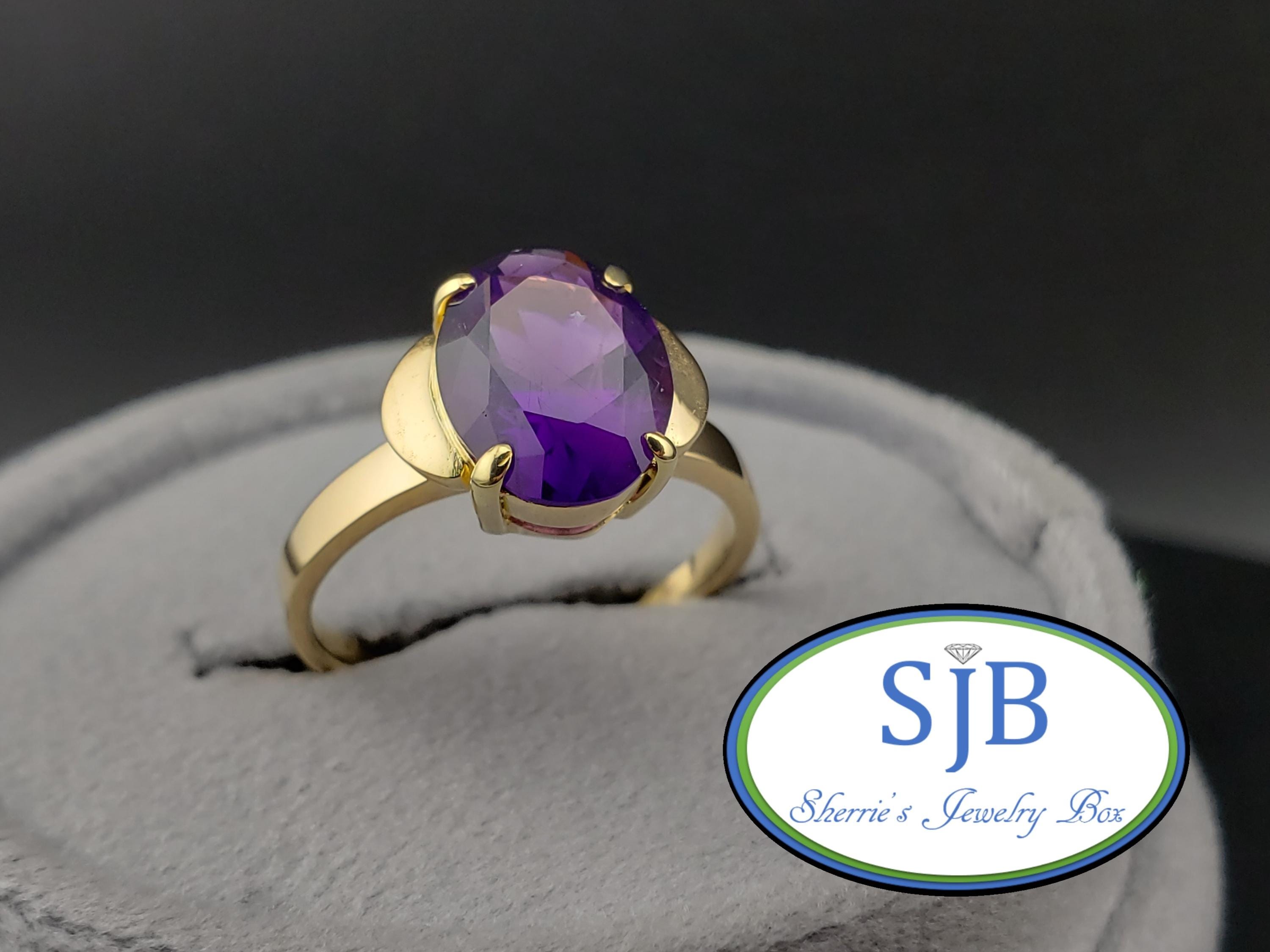 ヴィンテージ アメジスト リング、ヴィンテージ 18K イエローゴールド