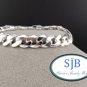 Bracelets, Mens Sterling Silver Bracelets, Mens Heavy Link Bracelets, 925 Sterling Silver Curb Chain Bracelet, Stackable 8&quot; Bracelets, #B361