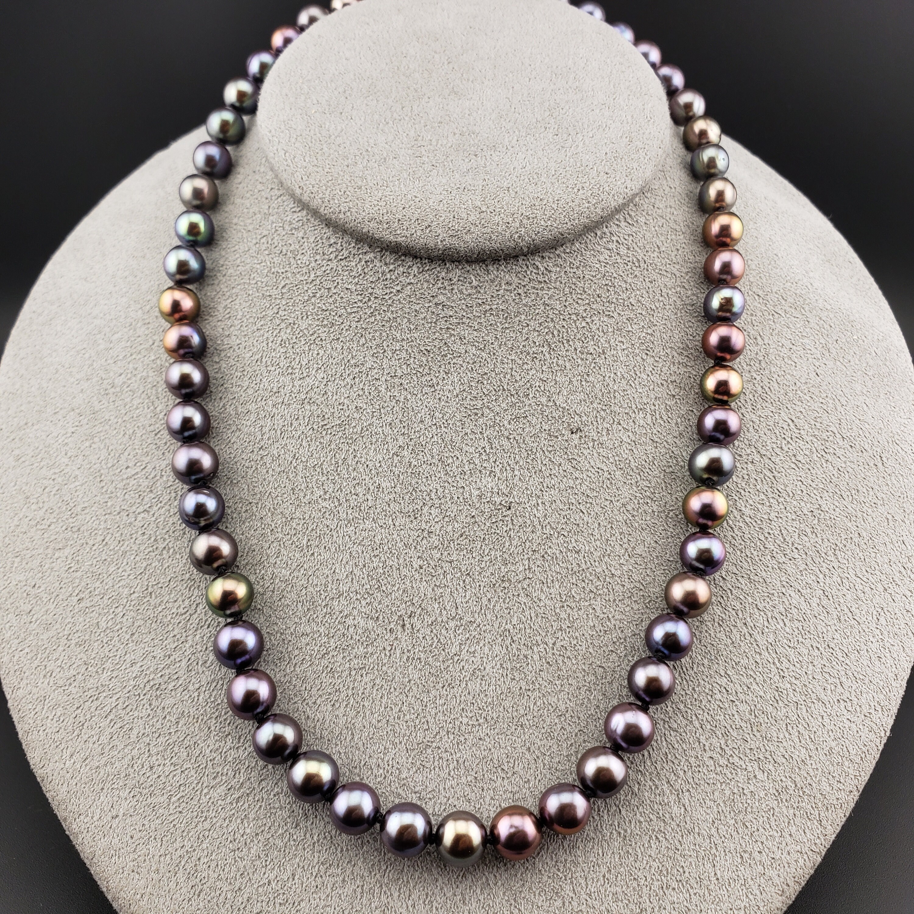 【BLACKPURPLE】★Marilyn Crystal Layering Pearl Necklac.e Multilayered Purple Black Gemstone Necklace 40th 50th