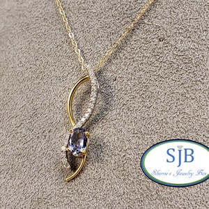 Tanzanite Pendant, 18k Tanzanite and Diamond Pendant, 18k White Gold & 18k Yellow Gold Tanzanite Pendant, December Birthstone Jewelry, #P241