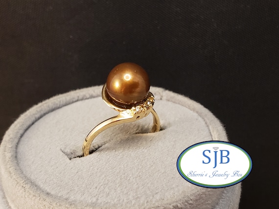 Pearl Rings 14k Chocolate Pearl Ring 14k Yellow Gold Chocolate