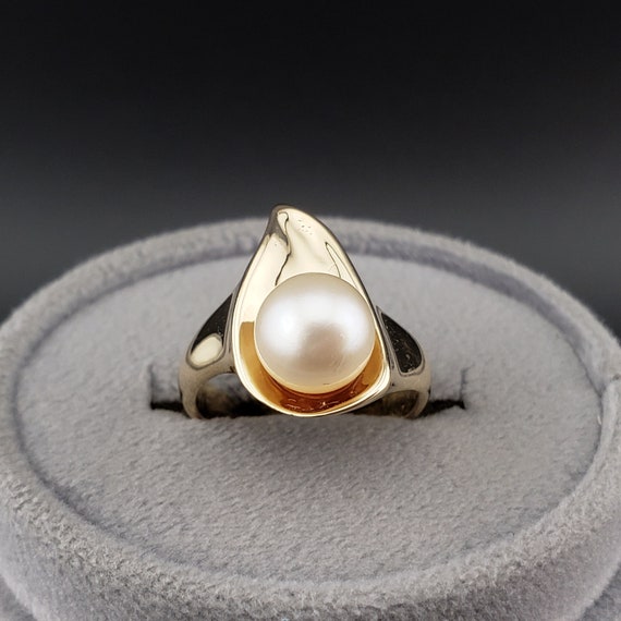 Vintage Pearl Rings, South Sea Pearl Rings, 14k Y… - image 2