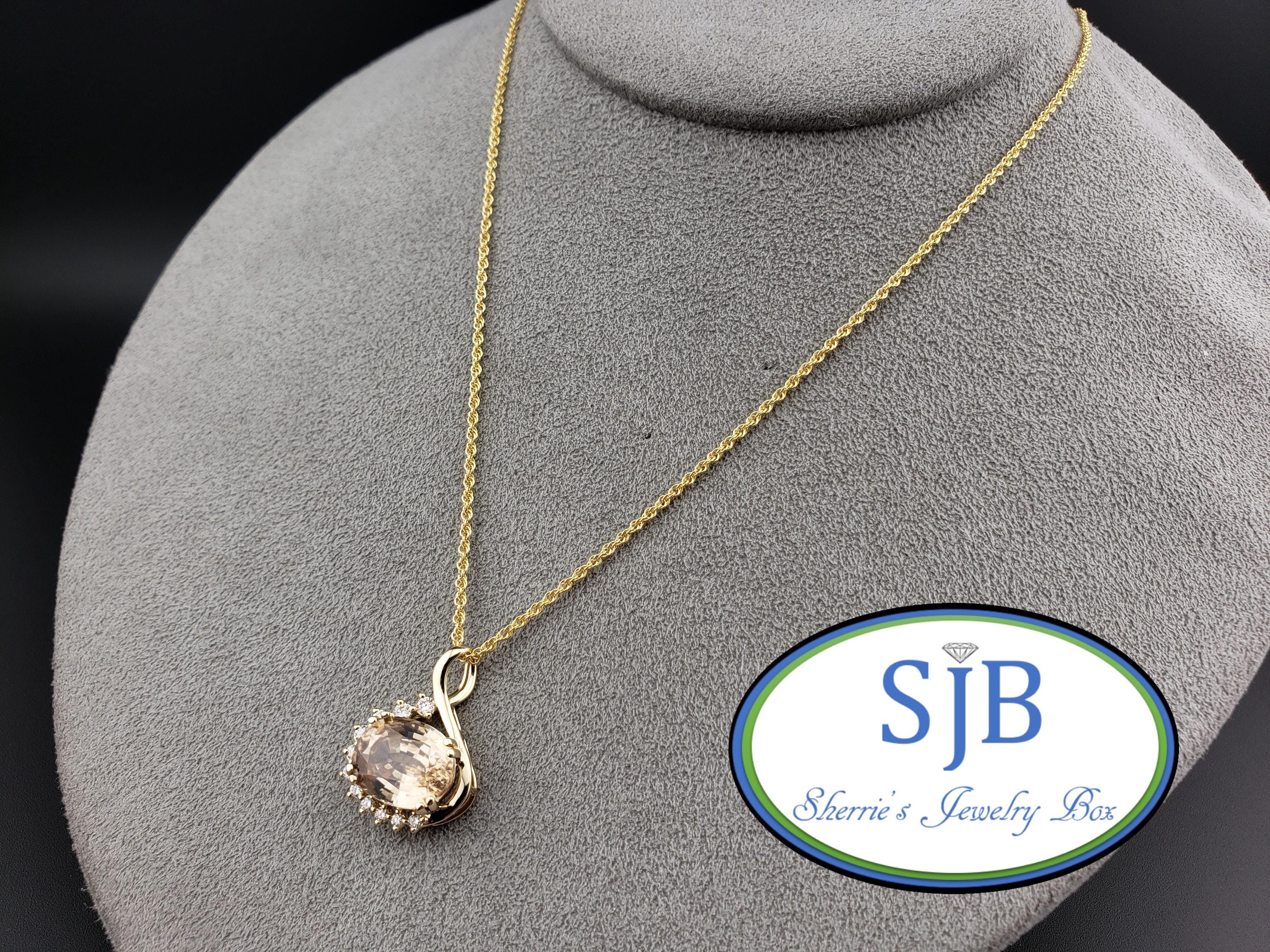 Golden Zircon Pendants, Custom Honey Zircon & Diamond Golden Zircon Pendants, Custom Honey Zircon & Diamond