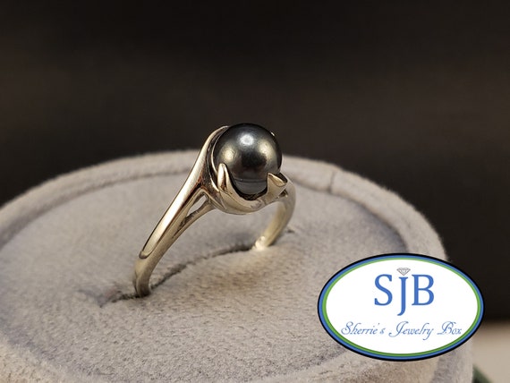 Buy Black Pearl Engagement Ring, Pearl Wedding Ring, 14k Gold Pearl Ring,  Diamond Pearl Ring, Black Tahitian Pearl Rings, Black Pearl Ring, Gift  Online in India - Etsy