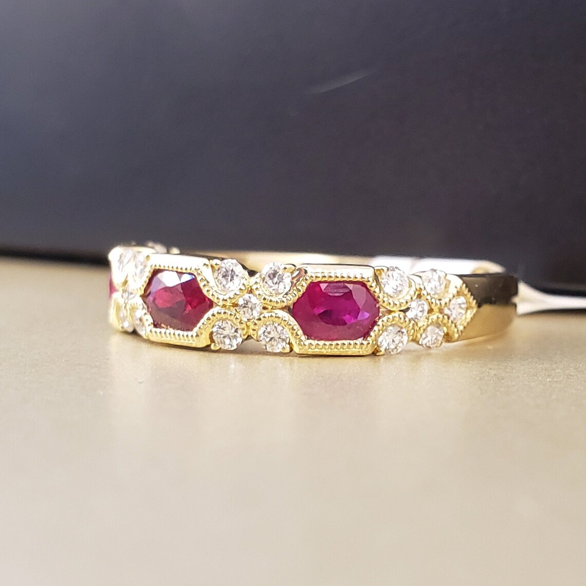 Rubin Ringe Vintage Stil Rubin Ring 14k Gelbgold Echt Rubin Etsy