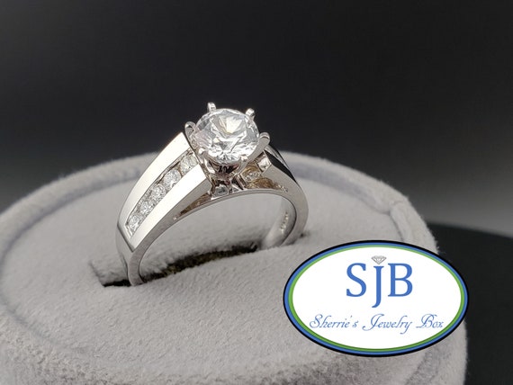 Anillos de compromiso Anillo de compromiso de diamantes de oro blanco de 14 k Anillos de diamantes anchos Anillos de diamantes con conjunto de canales Anillos de aniversario Tamano 7 WD868 Etsy Espana