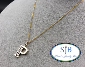 Diamond Pendants, Vintage Diamond Initial Pendants, Vintage Diamond Monogram Pendants, 14k Yellow Gold Diamond Initial "P" Pendant, #C3411