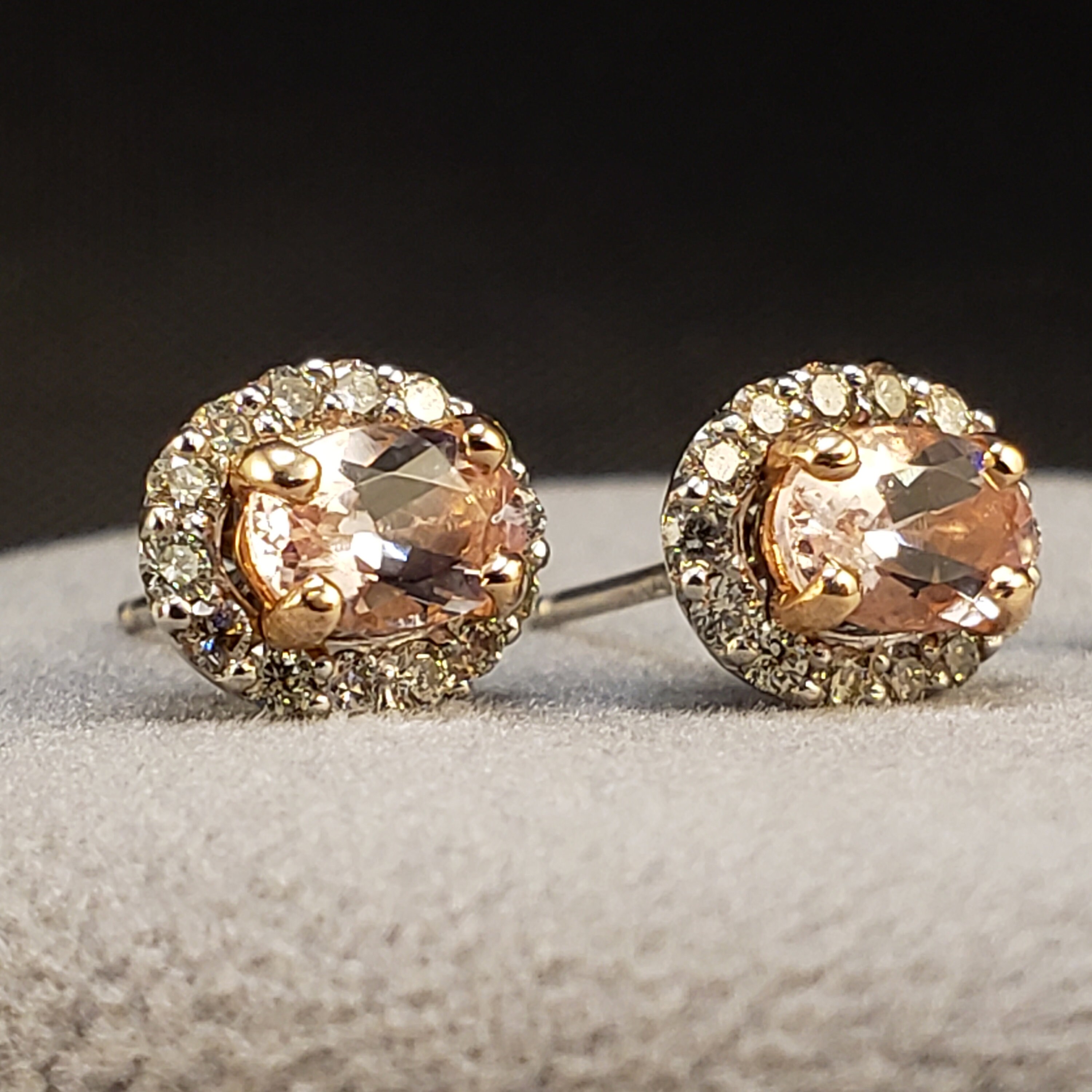 Premium Rosa Morganit Solitär Ohrstecker In Vermeil Rose Gold über