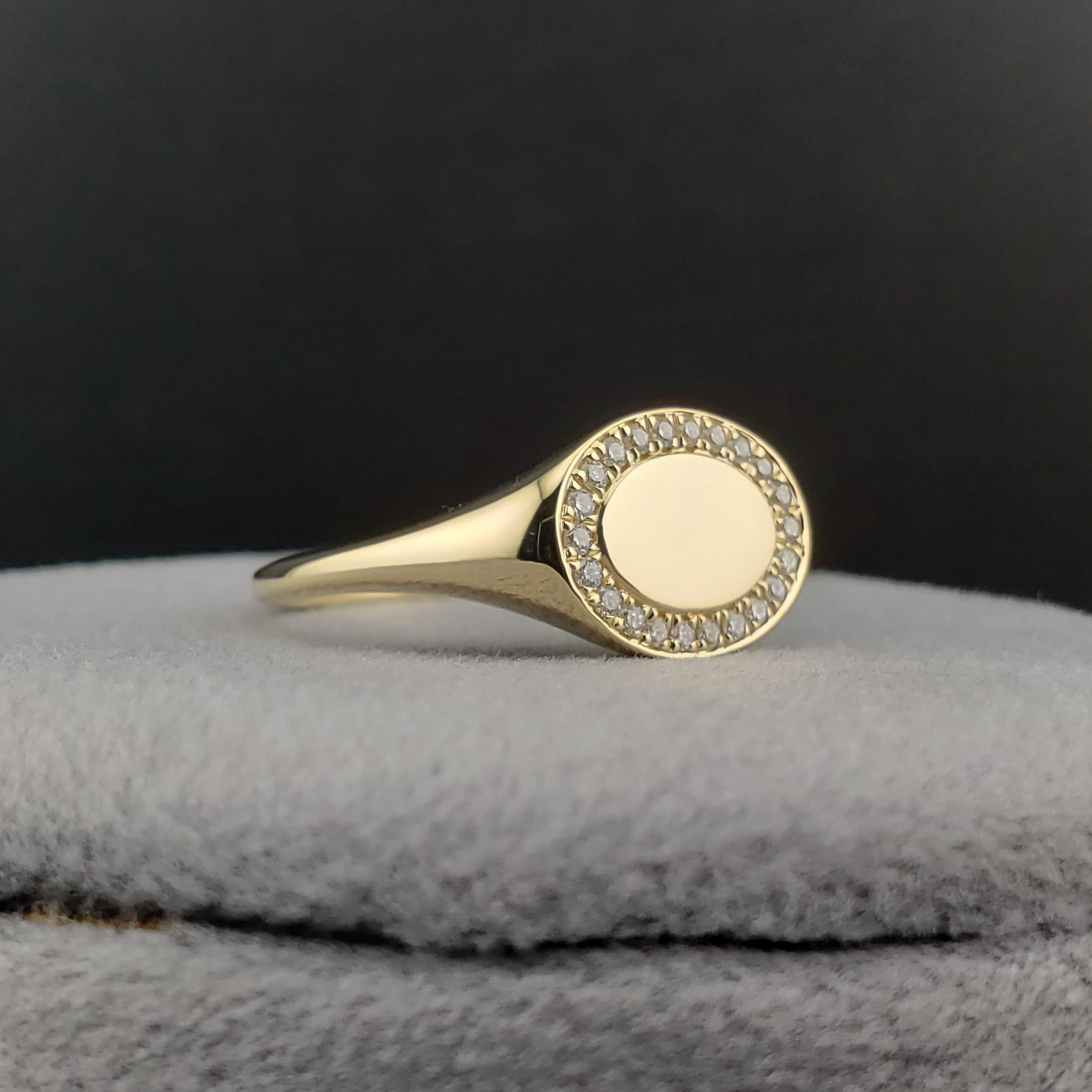 Diamond Rings, Diamond Signet Rings, 14k Yellow Gold Oval Diamond Halo ...