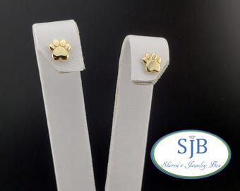 Hund Pfote Ohrringe, 14k Gelbgold Hundepfote Druck Ohrstecker, 14k Gelbgold Hundepfote Druck Ohrstecker, Hundeliebhaber Schmuck, Jeden Tag Schmuck für Hundemama, #E2002