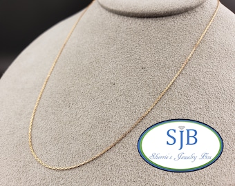 Chains, 14k Gold Chains, 14k Rose Gold Chains, Diamond Cut Cable Chain, 14k Chain with Lobster, 16" Solid Pink Gold Chain, 16" Chain, #CH740
