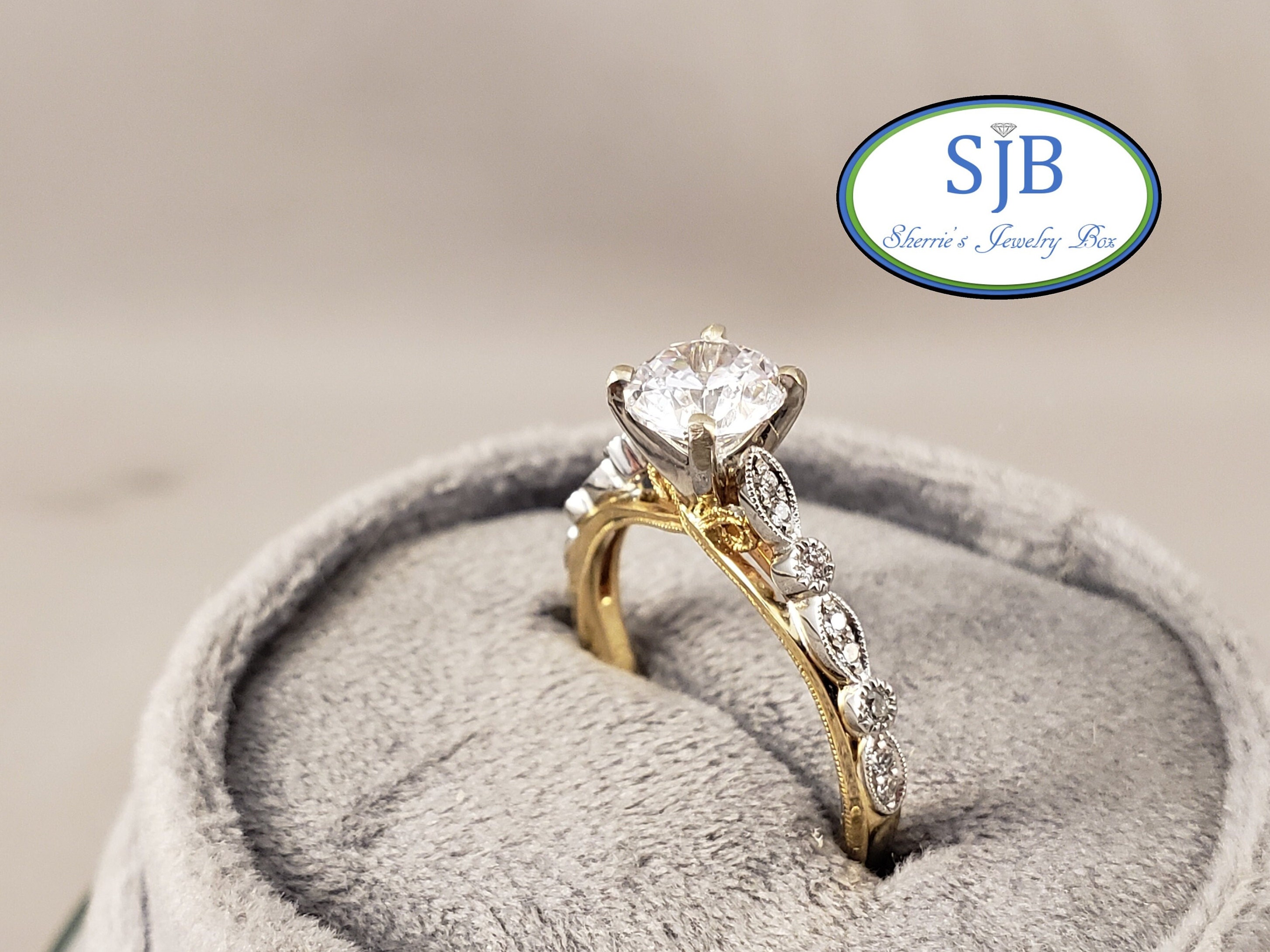 Two tone engagement rings white and yellow gold deals