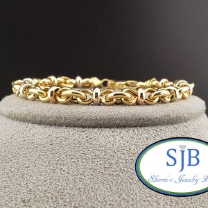 Vintage 18k Gold Bracelets, Vintage 18k Yellow White & Rose Gold Fancy Link Bracelet, Unique Stacking Bracelets, Bold Gold Bracelets, #C5033