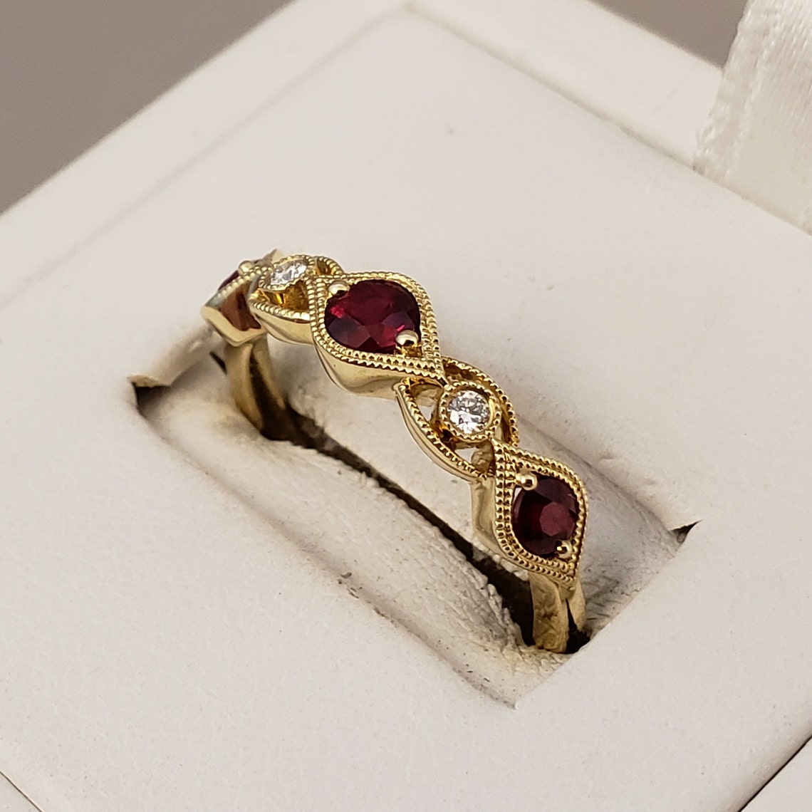 Ruby Rings Genuine Ruby & Diamond Rings 14k Yellow Gold Ruby | Etsy
