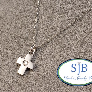 Cross Pendants, 14k White Gold Diamond Cross Pendant, 14k Diamond Cross with 17&quot; Chain, White Gold Cross Pendants, Religious Jewelry, #P1328