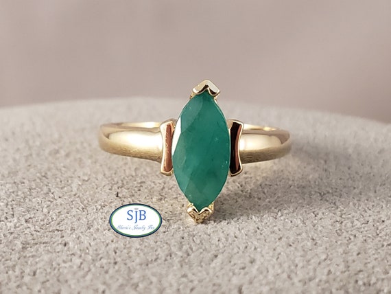 Emerald Rings, 14k Emerald Ring, 14k Yellow Gold E
