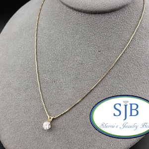 Vintage Diamond Pendants, Vintage 14k Yellow Gold i1-H/I .50ct Diamond Solitaire Pendant, Layering Pendants, April Birthstone, #C4478