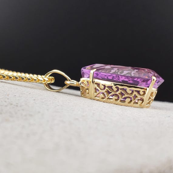 Vintage Amethyst Pendants, Vintage 14k Yellow Gol… - image 7