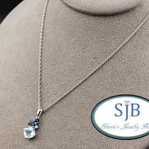 Collane con topazio blu, ciondolo in oro bianco 14k con topazio blu multicolore e diamanti, catena da 18", collane a strati uniche, #P1691