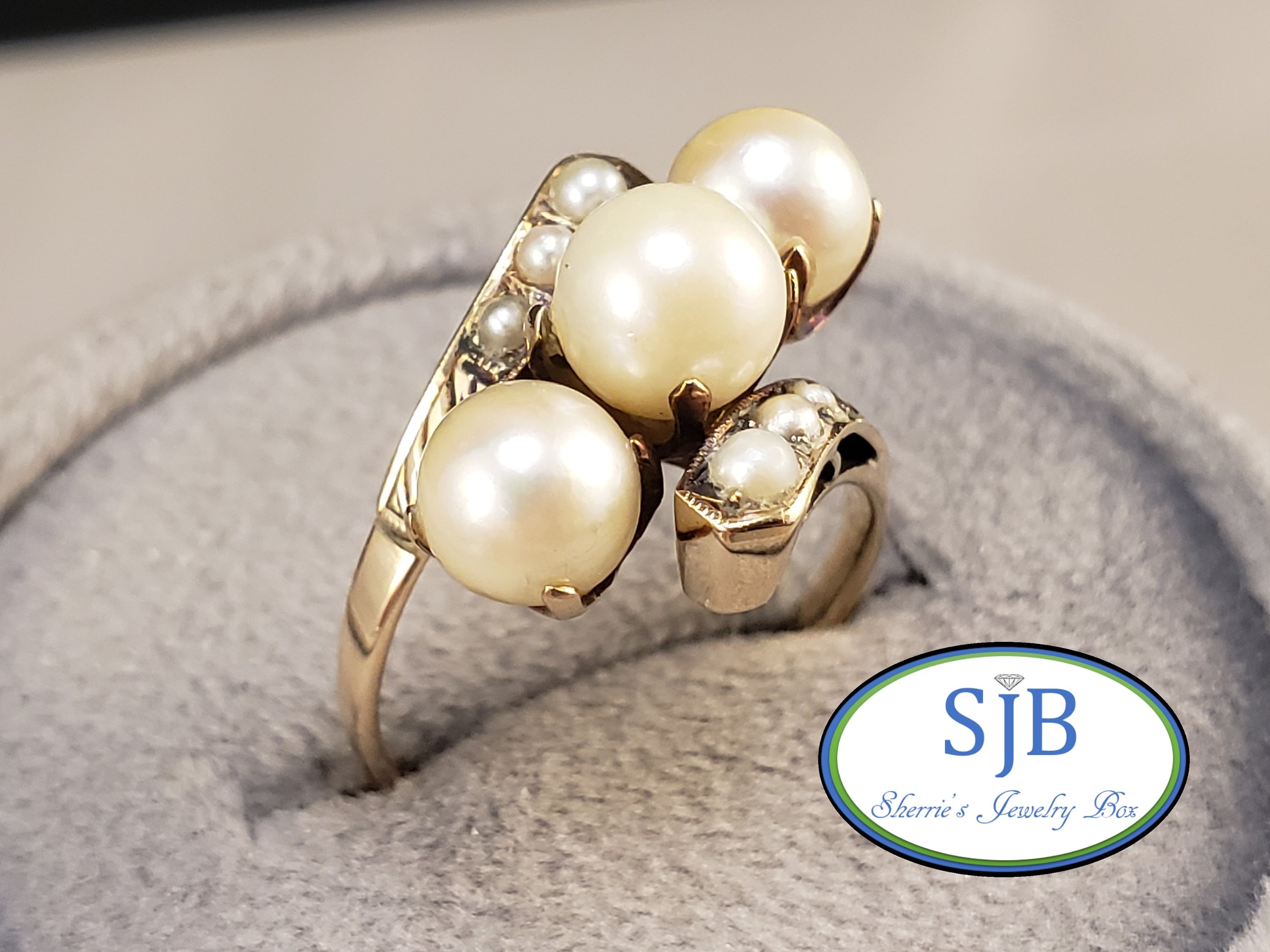 超美品 Pearl Rings, Pearl Gold Yellow 14k Vintage Rings, Pearl 14k イエローゴールド