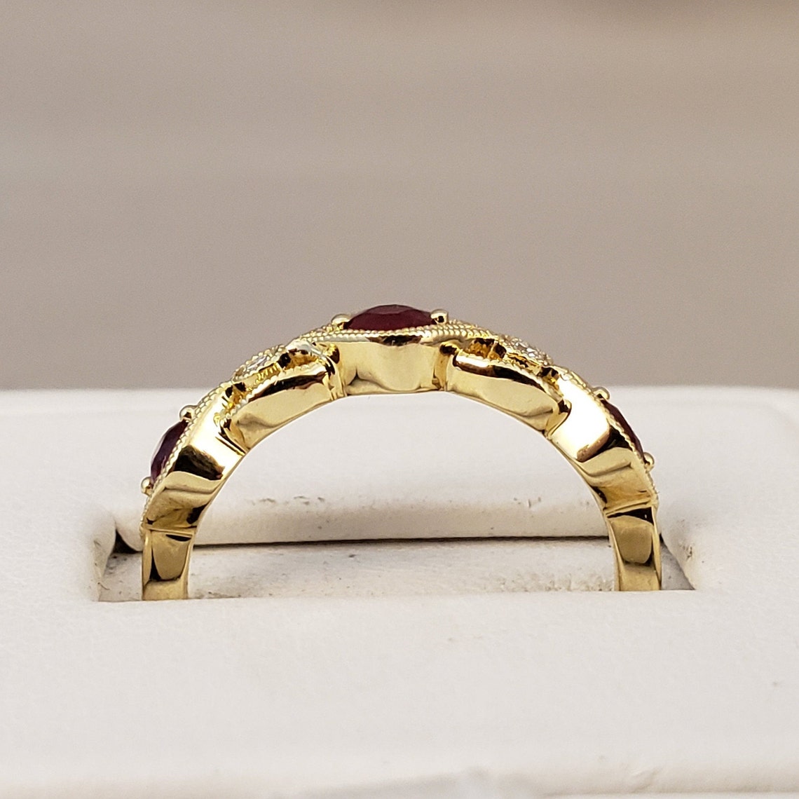 Ruby Rings Genuine Ruby & Diamond Rings 14k Yellow Gold Ruby | Etsy