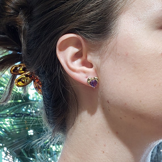 Amethyst Earrings, 14k Amethyst Studs, 14k Yellow… - image 8